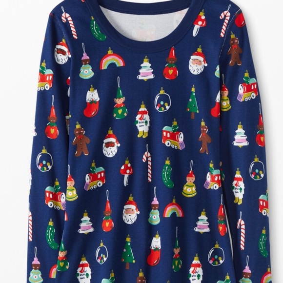 Hanna Andersson Adult Long John Top Christmas Santa ornaments gingerbread size S - Picture 1 of 4